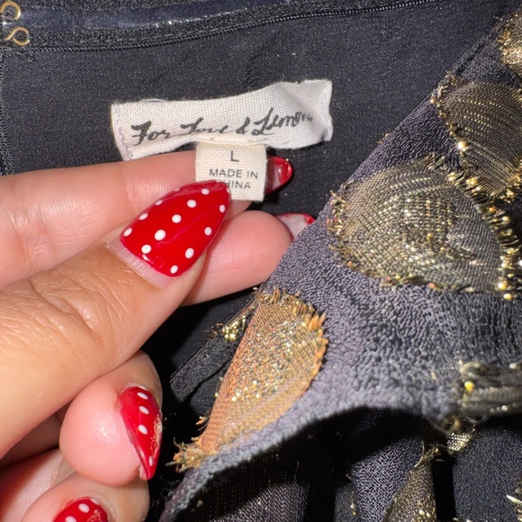 For Love & Lemons Lotti Ruffle Gold Dot Mini Dress Gold & Black - Picture 8 of 8